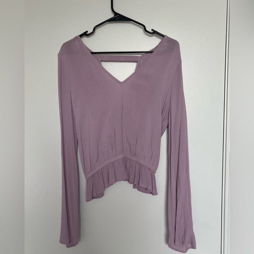 Express Purple Cropped Blouse,Size Small